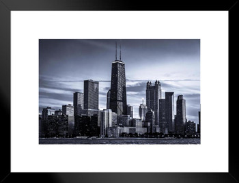Chicago City Skyline Photo Matted Framed Art Print Wall Decor 20x26 inch