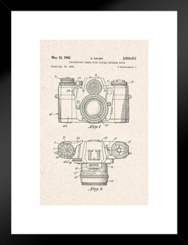 Sauer Vintage Camera 1962 Official Patent Diagram Matted Framed Art Wall Decor 20x26