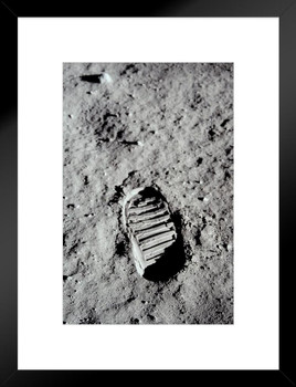 First Footprint On The Moon Photo Matted Framed Wall Art Print 20x26