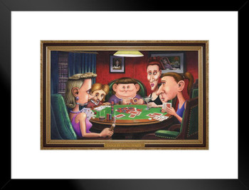 Dogs Playing Poker Ugly Girls Game College Humor Matted Framed Art Print Wall Decor 26x20 inch
