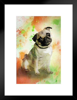 Dogs Pugs Painting Watercolor Splash Dog Posters For Wall Funny Dog Wall Art Dog Wall Decor Dog Posters For Kids Bedroom Animal Wall Poster Cute Animal Posters Matted Framed Art Wall Decor 20x26