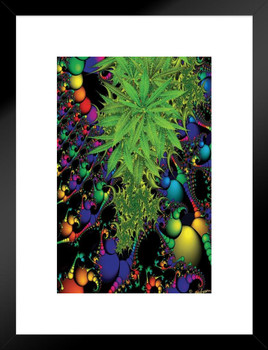 Marijuana Fractal Matted Framed Art Print Wall Decor 20x26 inch