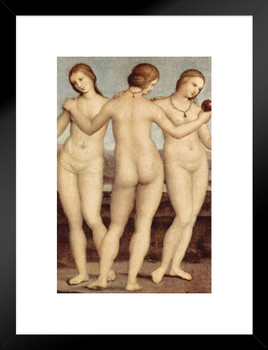 Raphael The Three Graces Women Realism Romantic Artwork Raffaello Prints Biblical Drawings Portrait Painting Wall Art Renaissance Posters Canvas Art Matted Framed Art Wall Decor 20x26