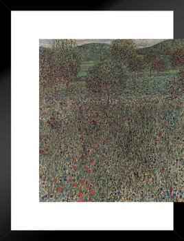 Gustav Klimt Flower Field in Litzlberg Art Nouveau Prints and Poster Gustav Klimt Canvas Wall Art Fine Art Nature Landscape Abstract Symbolist Painting Matted Framed Art Wall Decor 20x26