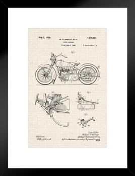 Motorcycle 1928 Design Official Patent Diagram Matted Framed Art Print Wall Decor 20x26 inch