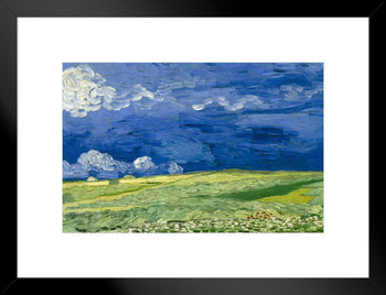 Vincent Van Gogh Wheatfield Under Thunderclouds Van Gogh Wall Art Impressionist Painting Style Nature Spring Flower Wall Decor Landscape Field Forest Poster Matted Framed Art Wall Decor 26x20