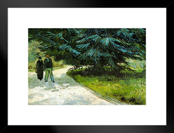 Vincent van Gogh Poets Garden with a Couple and a Blue Fir Tree Matted Framed Wall Art Print 26x20