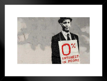 Banksy Zero Percent Interest In People Graffiti Banksy Canvas Print Bansky Modern Art Grafitti Canvas Wall Art Street Art Prints Graffiti Art For Wall Art Canvas Matted Framed Art Wall Decor 26x20