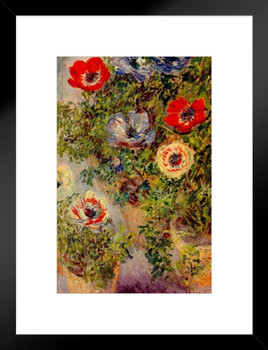 Claude Monet Still Life With Anemones Impressionist Art Posters Claude Monet Prints Nature Landscape Painting Claude Monet Canvas Wall Art French Monet Matted Framed Art Wall Decor 20x26