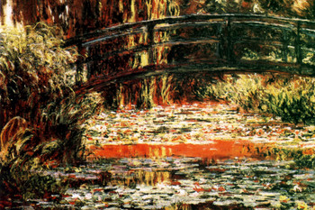 Claude Monet Japanese Foot Bridge at Giverny Impressionist French Nature Landscape Painting Cool Wall Art Print Poster 12x18