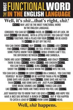 Laminated Sh*t The Most Functional Word In the English Language College Humor Poster Dry Erase Sign 12x18