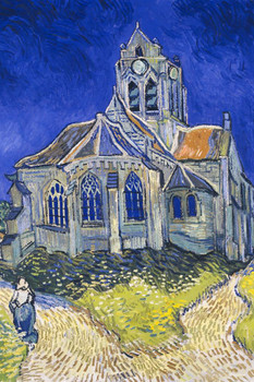 Laminated Vincent Van Gogh The Church at Auvers Van Gogh Wall Art Impressionist Portrait Painting Style Fine Art Home Decor Realism Romantic Artwork Decorative Wall Decor Poster Dry Erase Sign 12x18