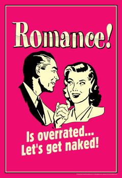 Laminated Romance! Is Overrated...Lets Get Naked! Retro Humor Poster Dry Erase Sign 12x18