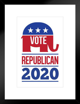 Vote Republican 2020 White Retro Presidential Election Campaign Pro Elect Trump Matted Framed Art Wall Decor 20x26