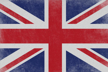 Laminated Flags Union Jack British Union Flag Royal Union United Kingdom Distressed Textured Poster Dry Erase Sign 18x12