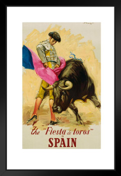 Spain The Fiesta De Toros Bullfighter Matador Vintage Illustration Travel Art Deco Vintage French Wall Art Nouveau 1920 French Advertising Vintage Poster Prints Matted Framed Art Wall Decor 20x26