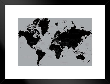 World Map Contemporary Matted Framed Poster 26x20 inch