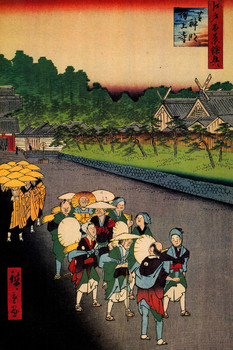 Utagawa Hiroshige Shiba Shinmei Shrine and Zojoji Temple Japanese Art Poster Traditional Japanese Wall Decor Hiroshige Woodblock Landscape Artwork Festival Print Cool Wall Art Print Poster 12x18