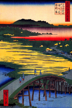 Sugatami Bridge Omokage Bridge Jariba At Takata Utagawa Hiroshige Cool Wall Art Print Poster 12x18
