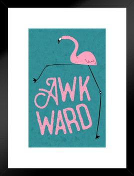 Awkward Flamingo Funny Illustration Flamingo Prints Flamingo Wall Decor Beach Theme Bathroom Decor Wildlife Print Pink Flamingo Bird Exotic Beach Poster Matted Framed Art Wall Decor 20x26