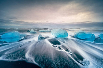 Jokulsarlon Glacial Lake Icebergs Landscape Photo Cool Huge Large Giant Poster Art 54x36