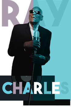 Ray Charles Microphone Color Block Music Cool Wall Decor Art Print Poster 12x18