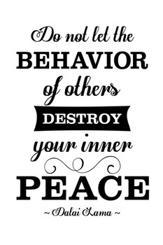 Dalai Lama Do Not Let The Behavior Of Others Destroy Your Peace Motivational White Cool Wall Decor Art Print Poster 24x36