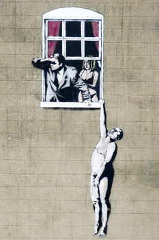 Banksy Naked Man Hanging From Window Banksy Canvas Print Bansky Modern Art Grafitti Canvas Wall Art Street Art Prints Graffiti Art For Wall Art Canvas Retro Art Cool Wall Art Print Poster 24x36