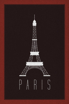 Cities Paris Eiffel Tower Maroon Cool Wall Art Print Poster 24x36