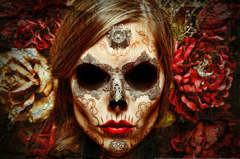 Frente a la Muerte by Daveed Benito Dios Dead Skull Cool Wall Art Print Poster 36x24