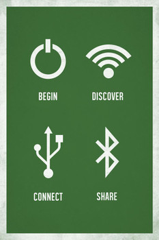Begin Discover Connect Share Green Cool Wall Decor Art Print Poster 24x36