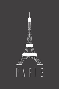 Cities Paris Eiffel Tower Grey Cool Wall Art Print Poster 24x36