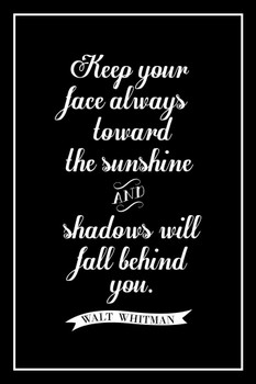 Walt Whitman Keep Your Face Always Toward the Sunshine Black Cool Wall Decor Art Print Poster 24x36