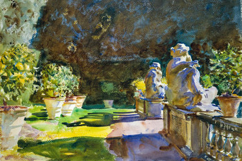 John Singer Sargent Villa di Marlia Lucca Impressionism Painting Sargent Artwork Nature Landscape Watercolor Painting French Artist Decorative Wall Art Cool Wall Art Print Poster 24x36