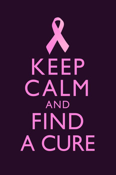 Breast Cancer Keep Calm And Find A Cure Awareness Motivational Inspirational Purple Cool Wall Art Print Poster 24x36