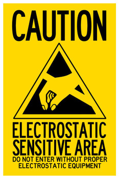 Warning Sign Caution Do Not Enter Electrostatic Sensitive Area Cool Huge Large Giant Poster Art 36x54