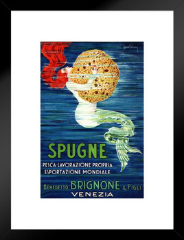 Spugne Mermaid Grabbing Sponge Vintage Ad 1920 Matted Framed Wall Art Print 20x26