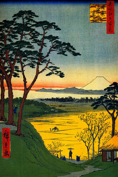 Laminated Utagawa Hiroshige Grandpas Teahouse Meguro River Japanese Art Poster Traditional Japanese Wall Decor Hiroshige Woodblock Landscape Artwork Asian Print Decor Poster Dry Erase Sign 12x18