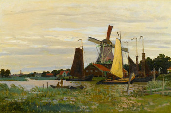 Laminated Claude Monet A Windmill Near Zaandam 1871 Oil On Canvas French Impressionist Artist Poster Dry Erase Sign 12x18