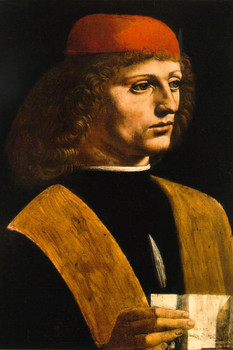 Laminated Leonardo Da Vinci Portrait of a Musician Realism Romantic Artwork Human Davinci Drawings Portrait Oil Painting Wall Art Renaissance Posters Canvas Vinci Art Poster Dry Erase Sign 12x18