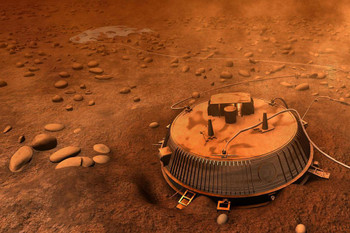 Laminated Huygens Probe Saturns Moon Titan 2005 Landing ESA European Space Agency Photograph Poster Dry Erase Sign 12x18