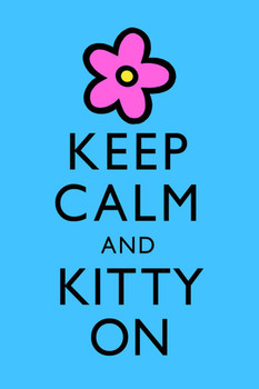 Keep Calm Kitty On Turquoise Pink Flower Cool Wall Decor Art Print Poster 24x36