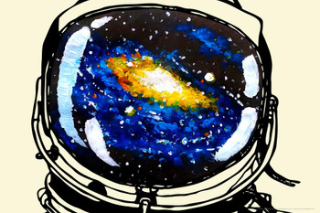 Space Sight Astronaut Helmet Art Print Laminated Dry Erase Sign Poster 12x18