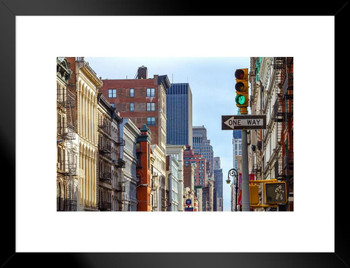 New York City Street Scene SOHO Lower Manhattan Photo Matted Framed Wall Art Print 26x20 inch
