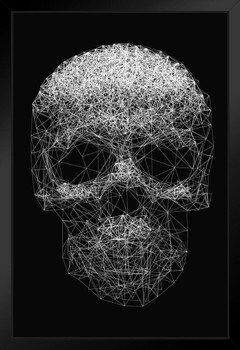 Skull Human Anatomy Line Art Spooky Scary Halloween Decorations Black Wood Framed Art Poster 14x20