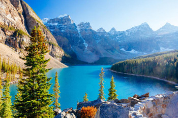 Laminated Moraine Lake Banff National Park Lake Louise Alberta Canada Photo Art Print Poster Dry Erase Sign 18x12