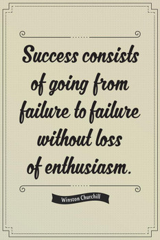 Laminated Success Winston Churchill Famous Motivational Inspirational Quote Teamwork Inspire Quotation Gratitude Positivity Motivate Sign Word Art Good Vibes Empathy Poster Dry Erase Sign 12x18