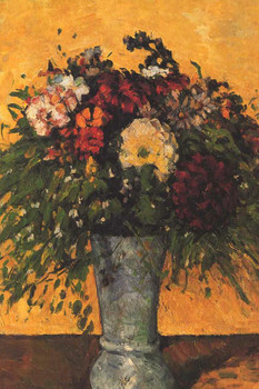 Laminated Cezanne Flowers In A Blue Vase The Hermitage Impressionist Posters Paul Cezanne Art Prints Nature Landscape Painting Flower Wall Art French Artist Romantic Art Poster Dry Erase Sign 12x18