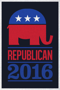 Laminated Vote Republican 2016 Elephant Logo Dark Poster Dry Erase Sign 12x18