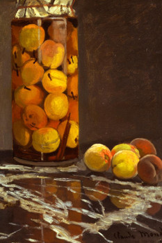 Laminated Claude Monet A Jar Of Peaches Fruit Still Life Impressionist French Nature Landscape Painting Poster Dry Erase Wall Art 12x18